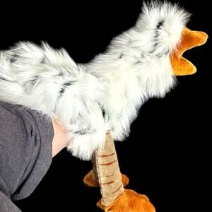 Bird Hand Arm Puppet Plush Black White Blue Eyes Imagination